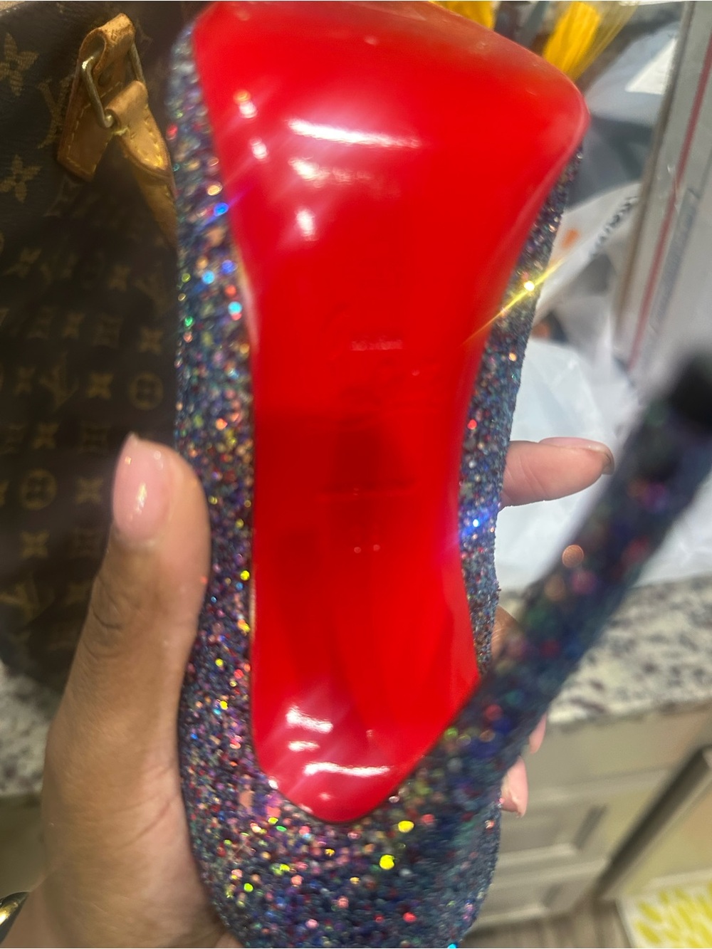 Christian Louboutin Multicolor Glitter Pointed-Toe Stiletto - Picture 5 of 7